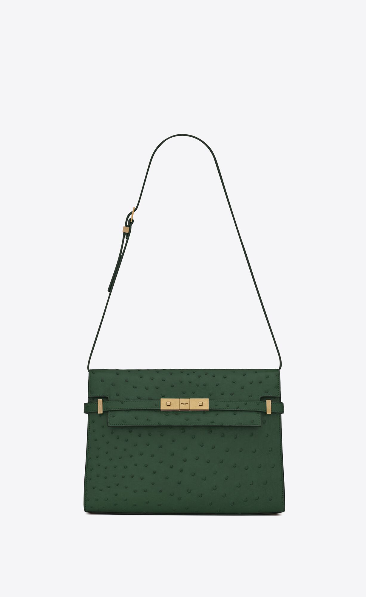 Saint Laurent Manhattan Shoulder Bag In Ostrich – Forest Green – 579271L3F0W3222