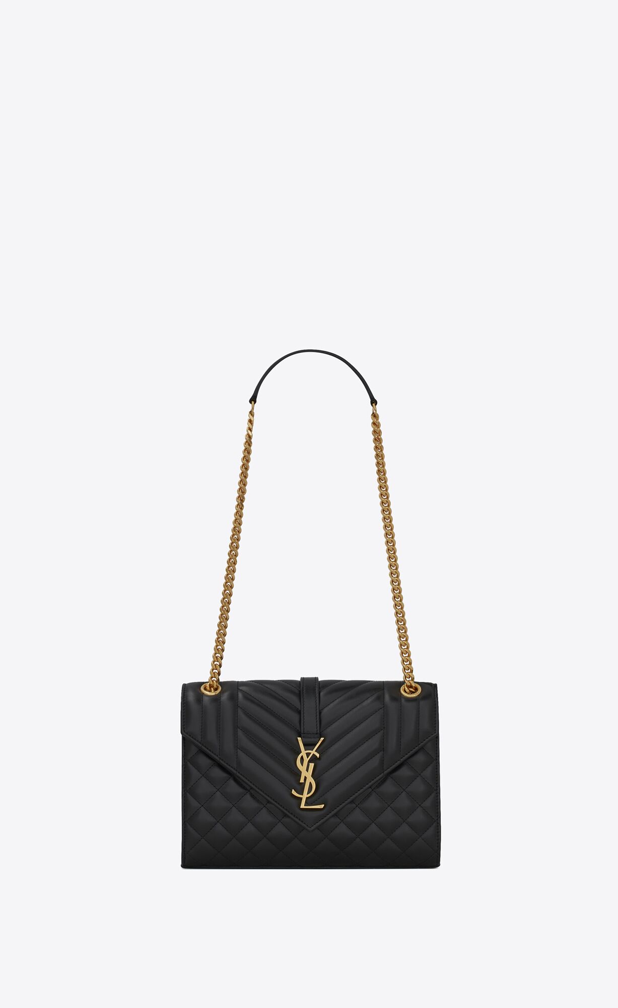 Saint Laurent Envelope Medium Bag In Supple Matelassé Leather – Noir – 6001850O7S11000