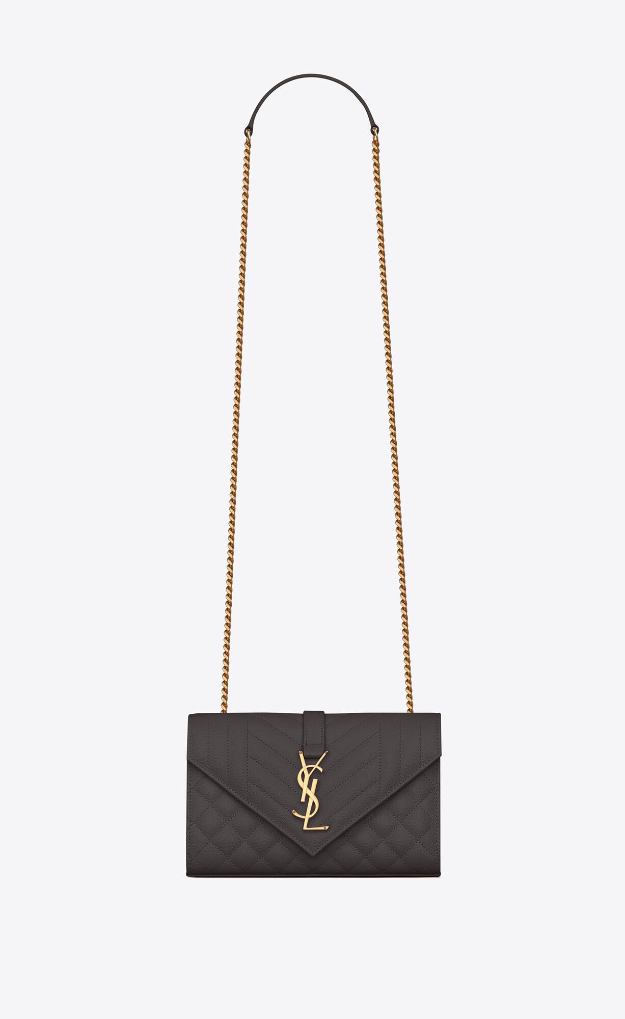Saint Laurent Envelope Small Bag In Mix Matelassé Grain De Poudre Embossed Leather – Storm – 600195BOW971112