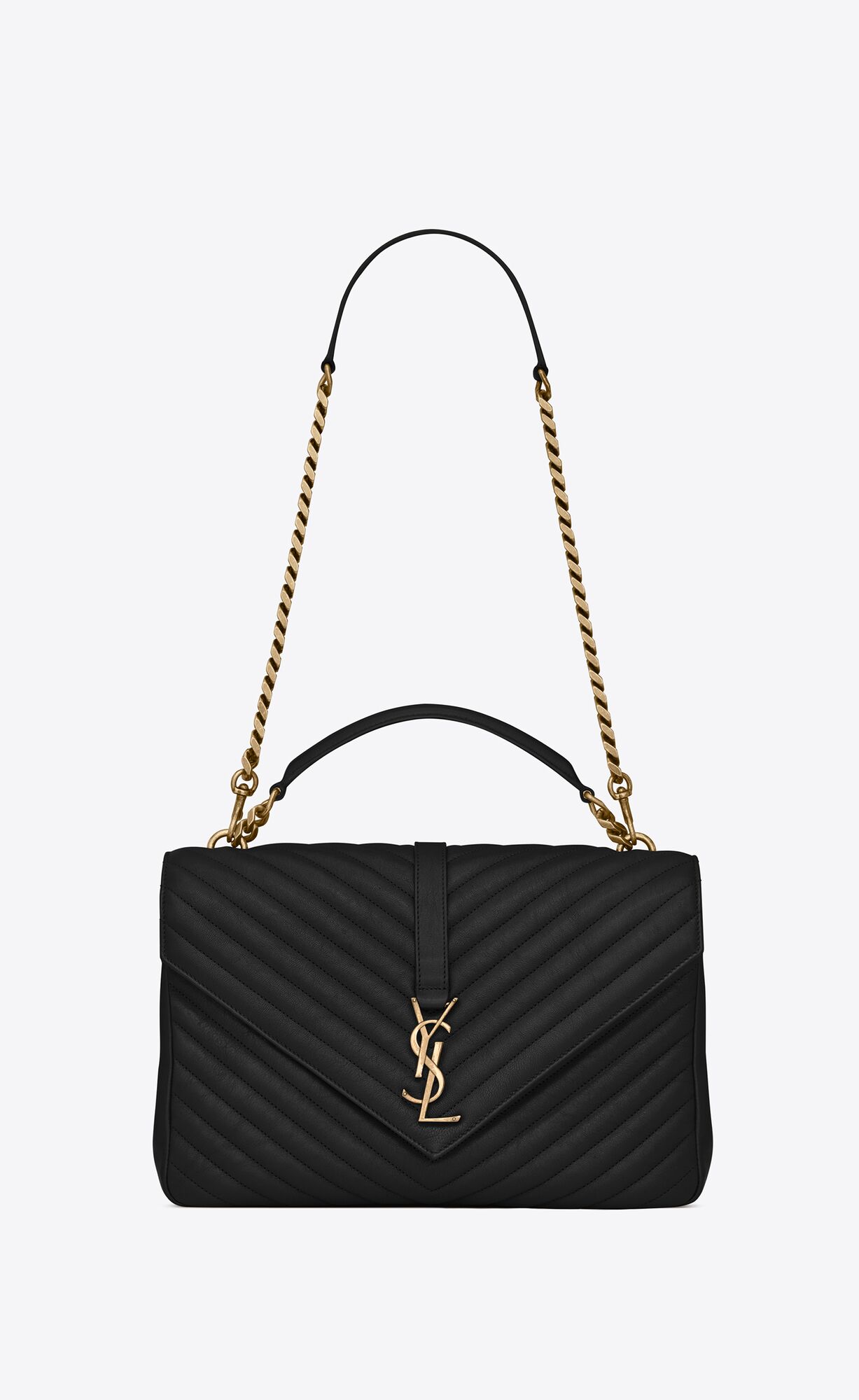 Saint Laurent College Large Chain Bag In Quilted Leather – Black – 600278BRM071000