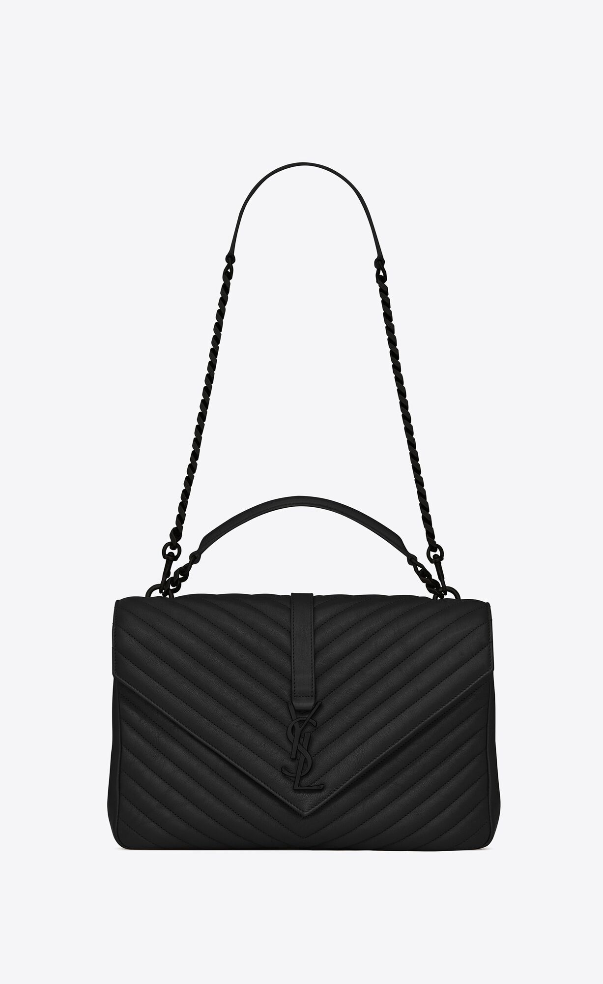 Saint Laurent College Large Chain Bag In Quilted Leather – Black – 600278BRM081000