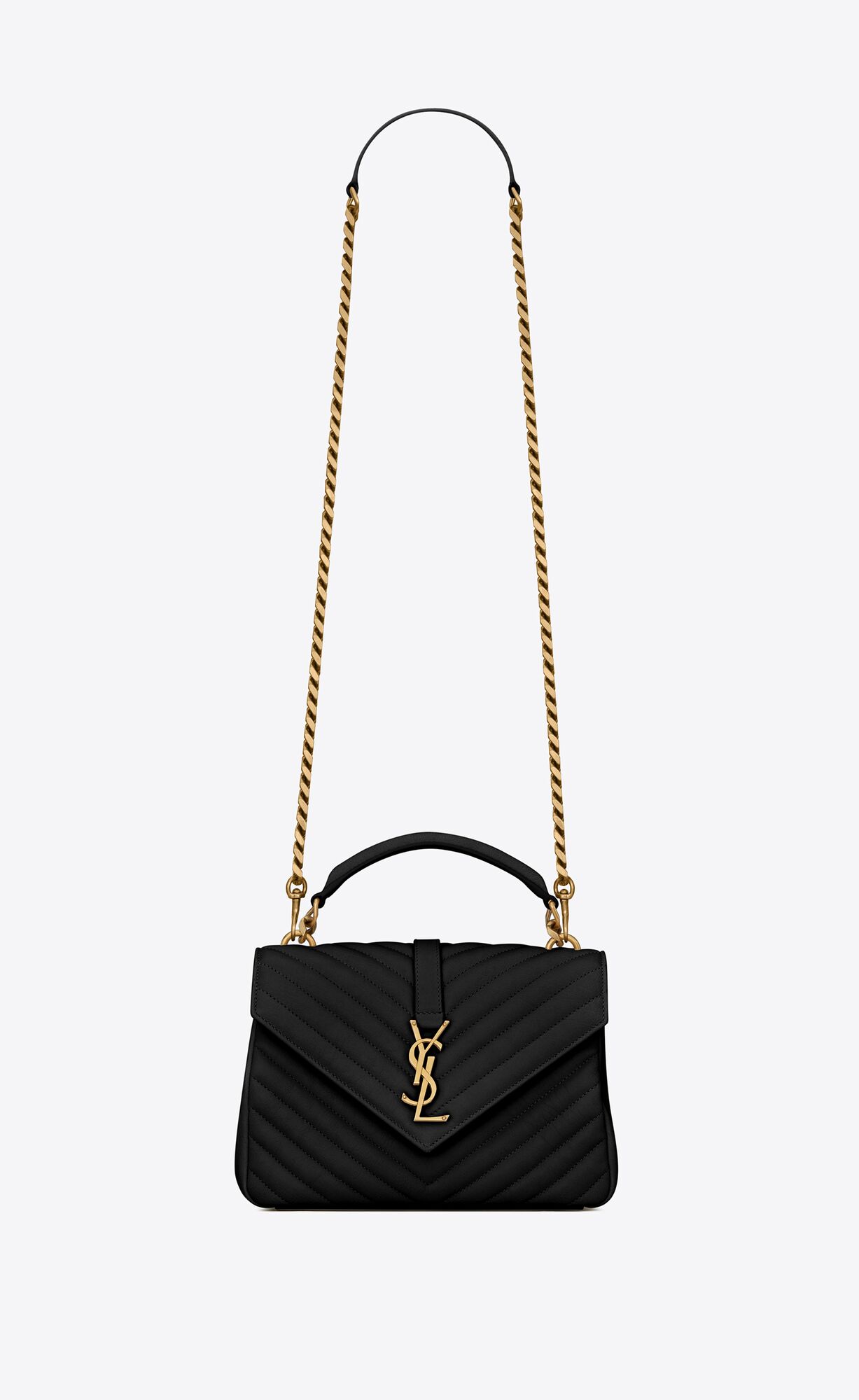 Saint Laurent College Medium Chain Bag In Quilted Leather – Black – 600279BRM071000