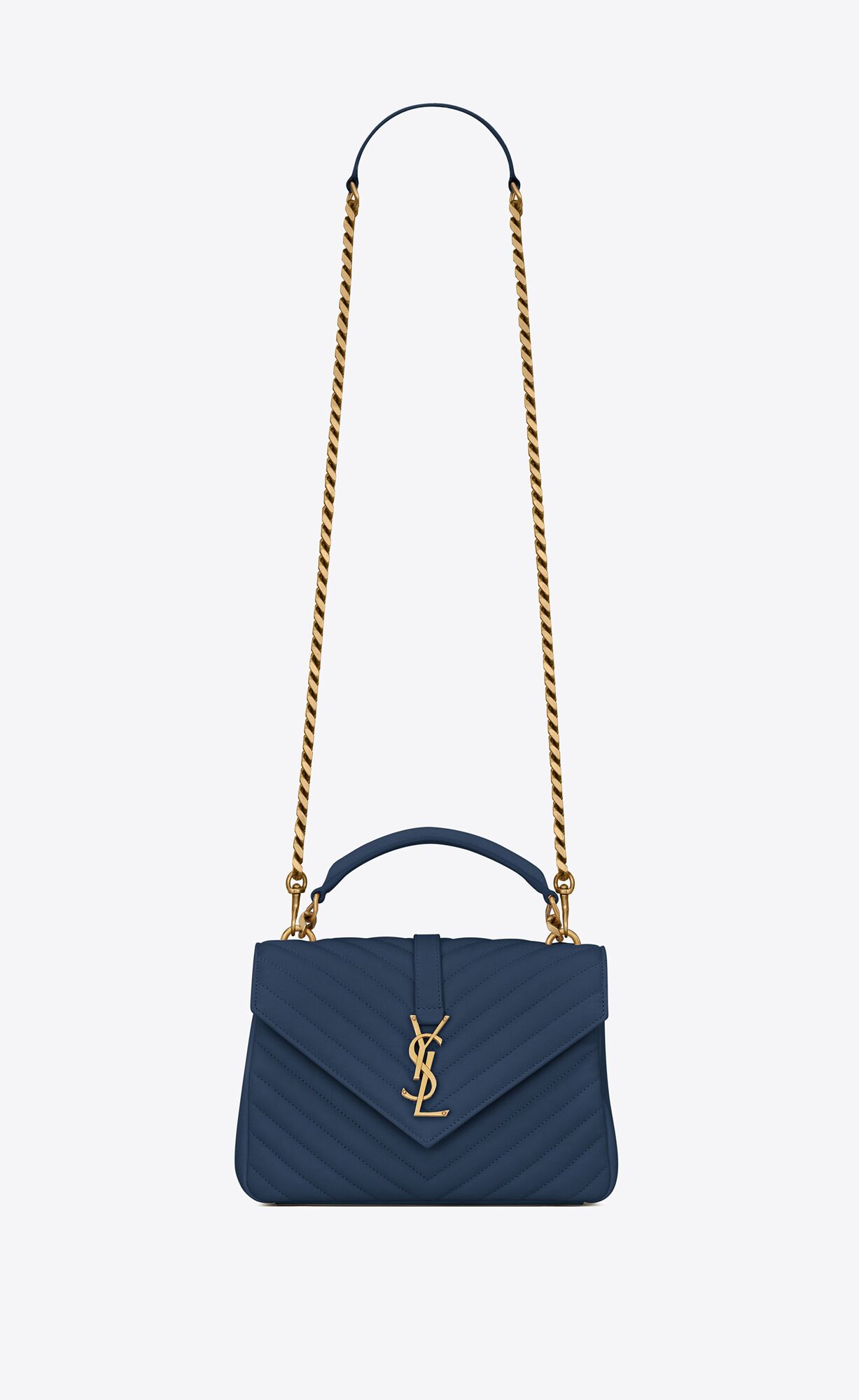 Saint Laurent College Medium Chain Bag In Quilted Leather – Vivid Blue – 600279BRM074246