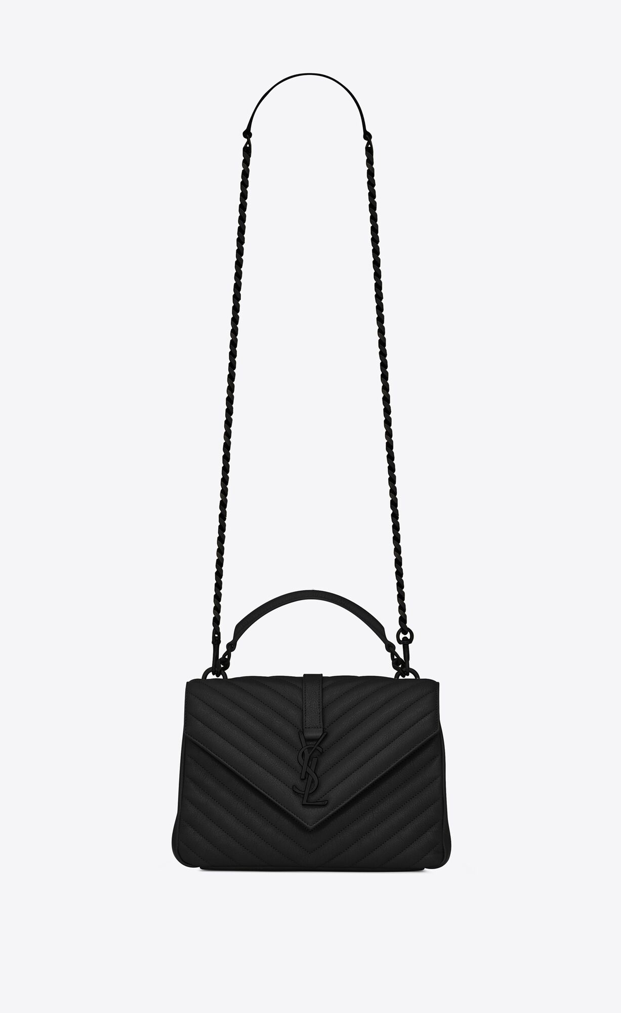 Saint Laurent College Medium Chain Bag In Quilted Leather – Black – 600279BRM081000