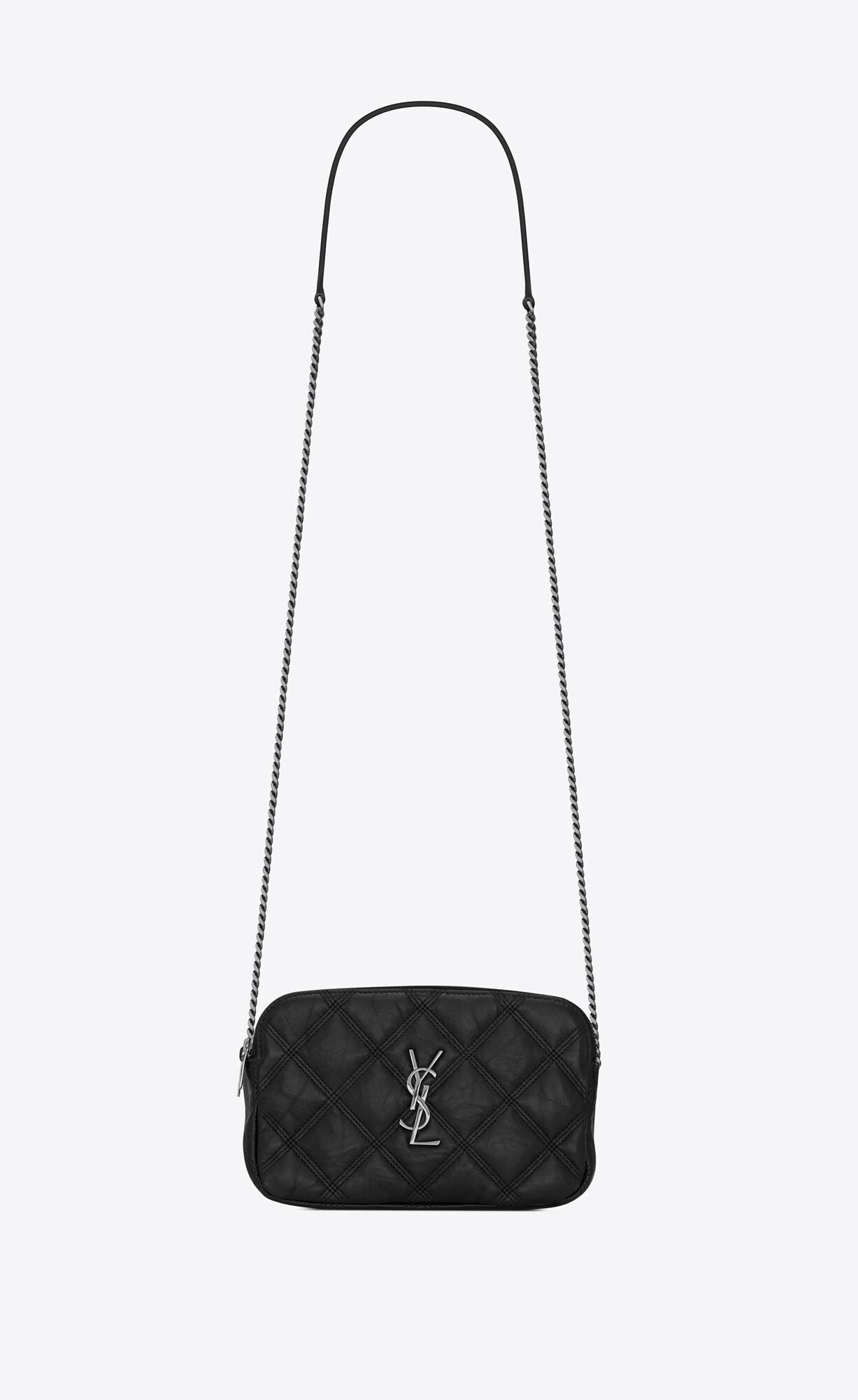 Saint Laurent Becky Double-zip Pouch In Quilted Matte Leather – Black – 6089411UQ031000