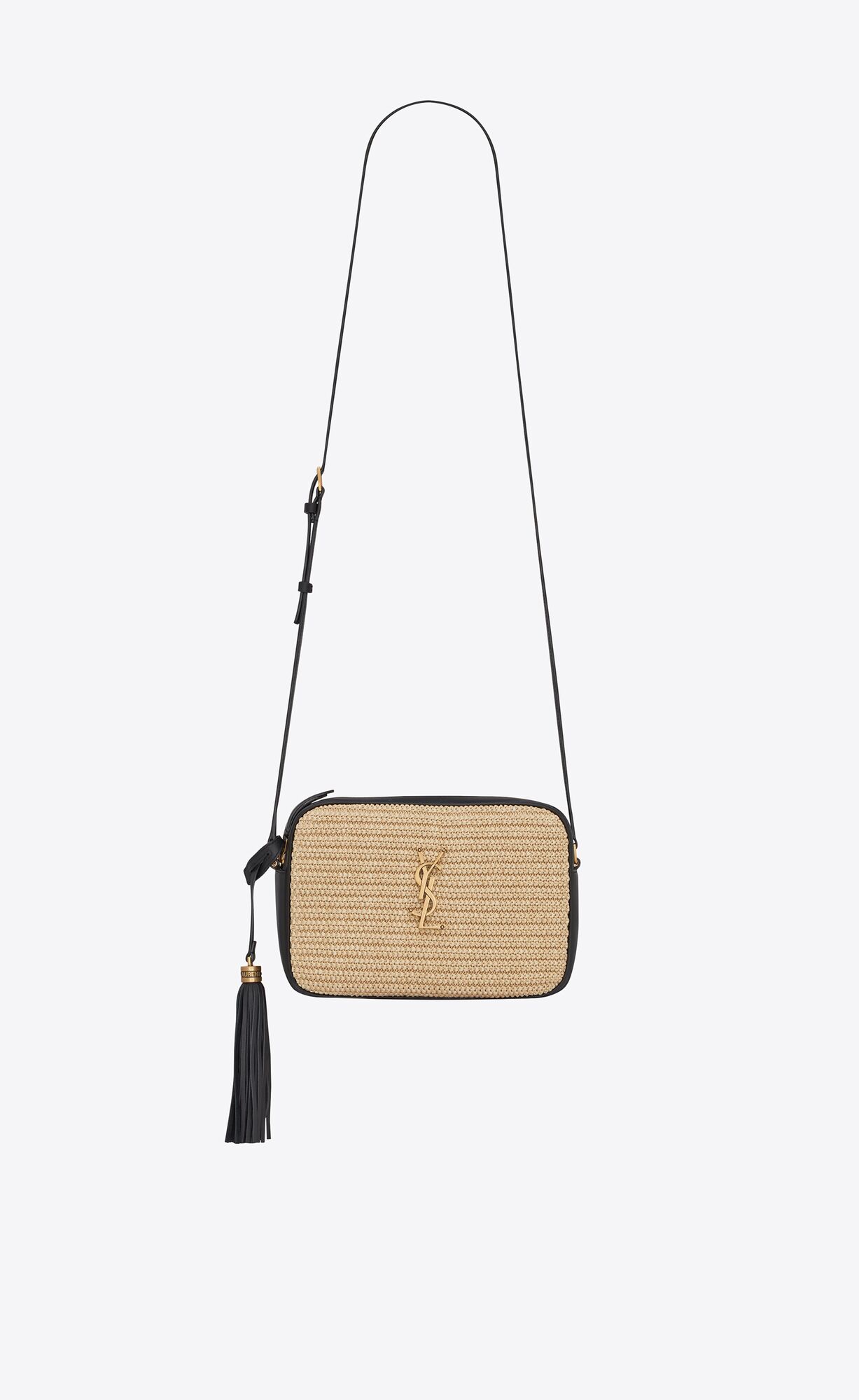 Saint Laurent Lou Camera Bag In Raffia And Smooth Leather – Naturel – 6125429OBEW7070