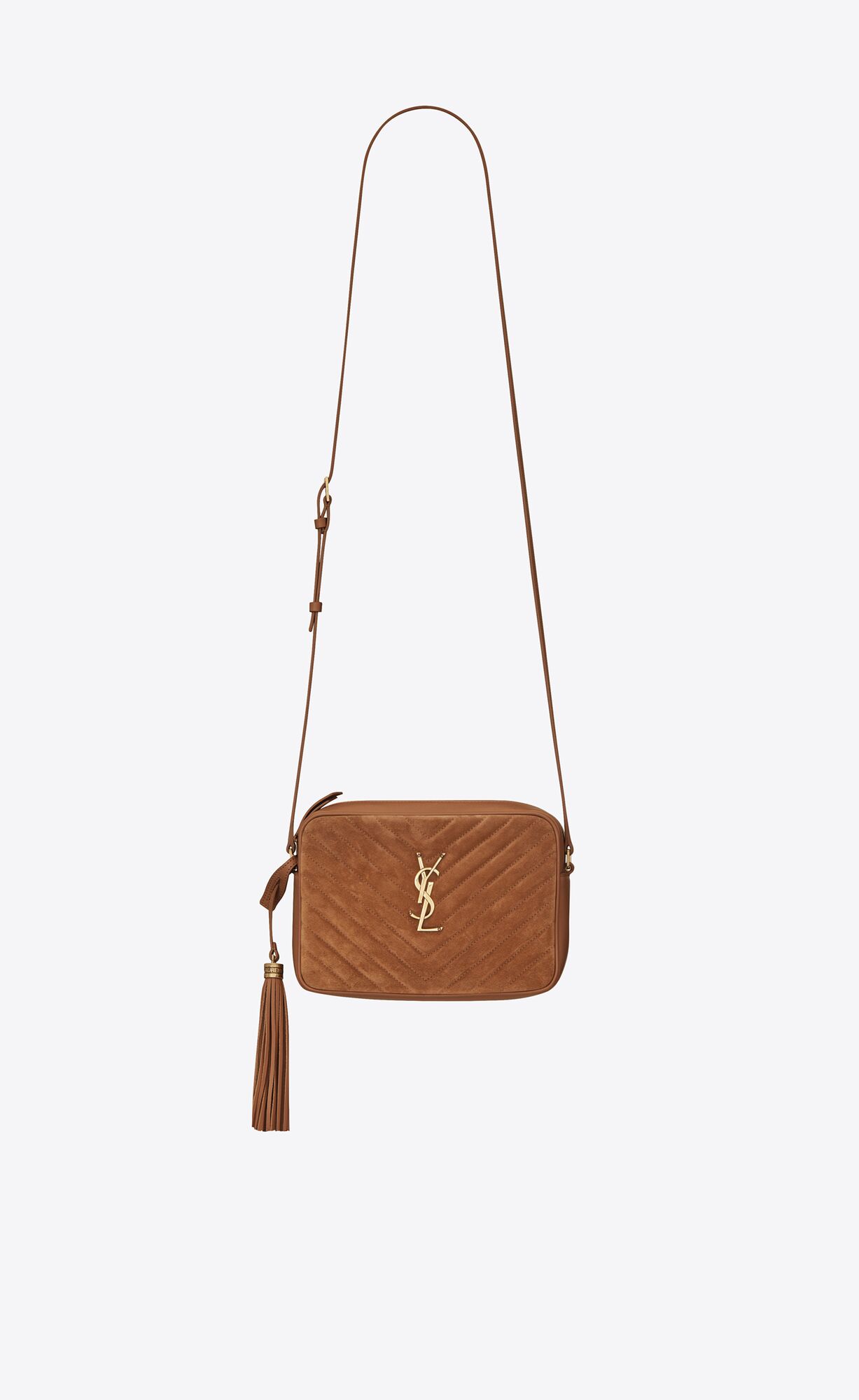 Saint Laurent Lou Camera Bag In Quilted Suede And Smooth Leather – Cinnamon – 6125441S7R77761
