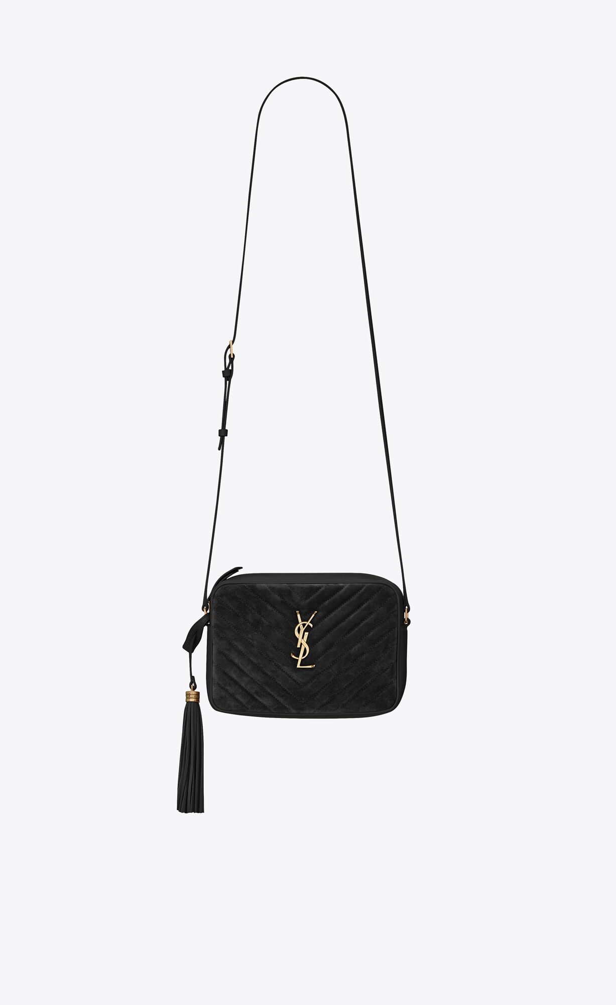 Saint Laurent Lou Camera Bag In Quilted Suede And Smooth Leather – Noir – 612544C4BW71000