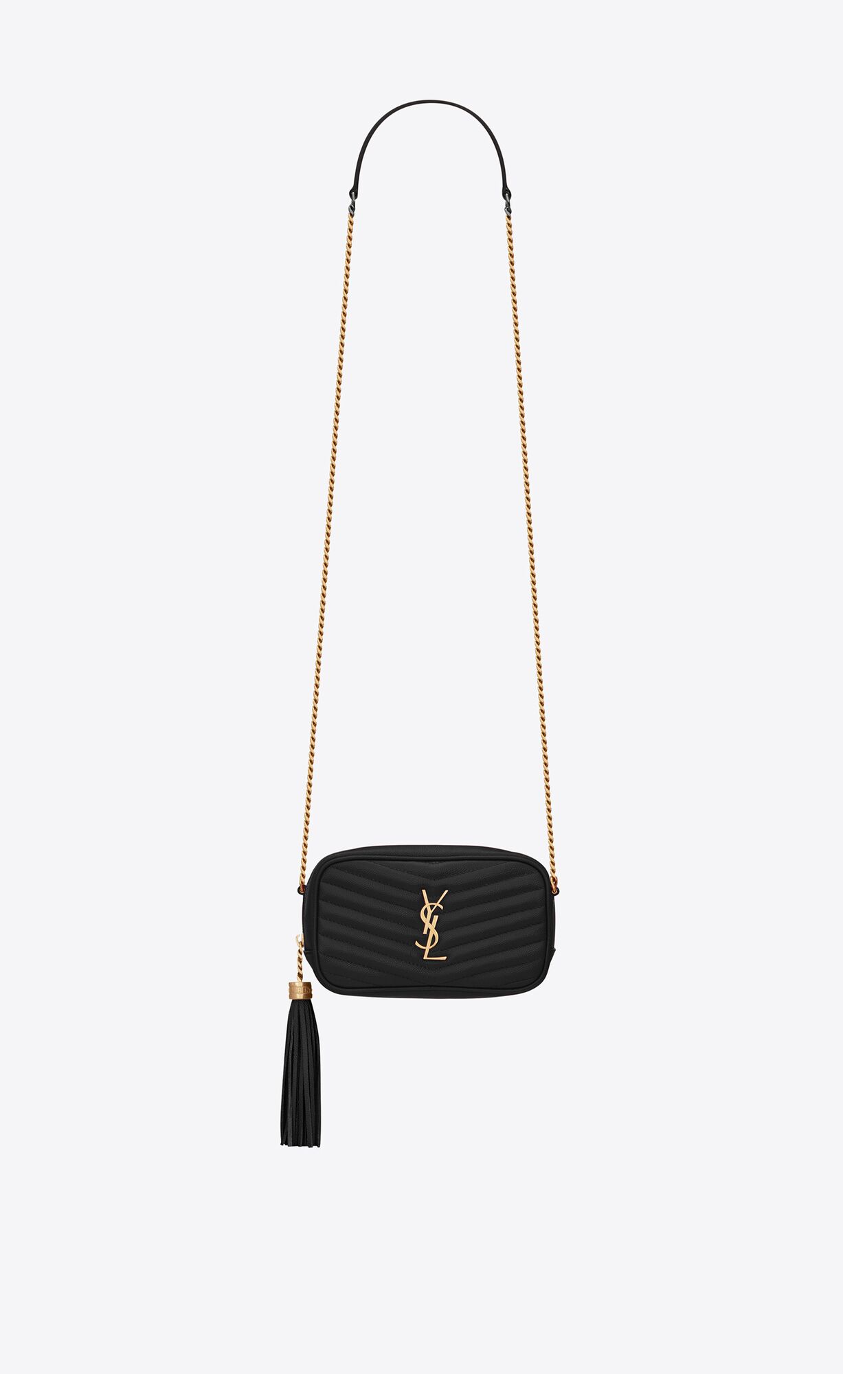 Saint Laurent Lou Mini Bag In Quilted Grain De Poudre Embossed Leather – Black – 6125791GF011000