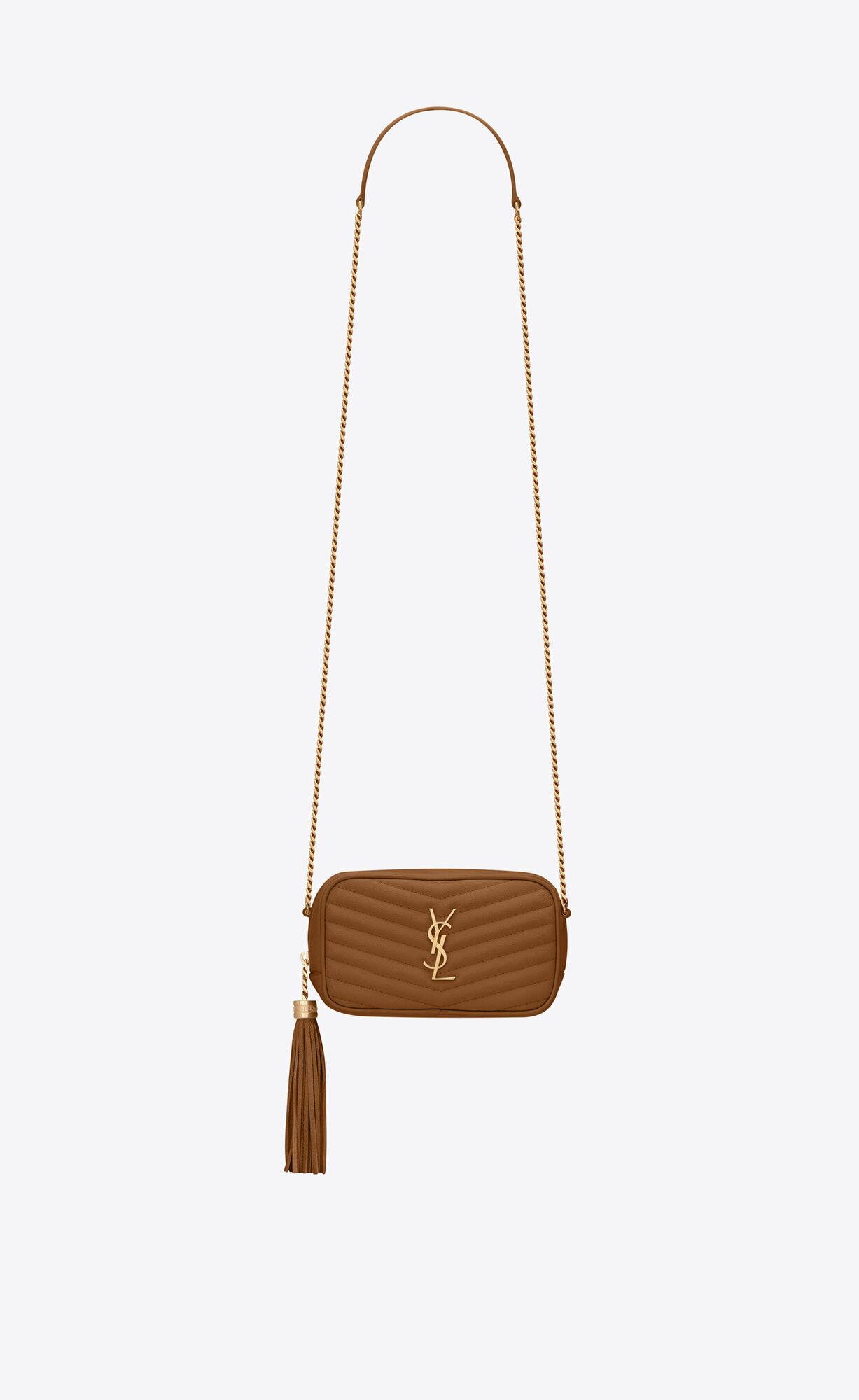 Saint Laurent Lou Mini Bag In Grain De Poudre Embossed Leather – Dark Natural – 6125791GF012516