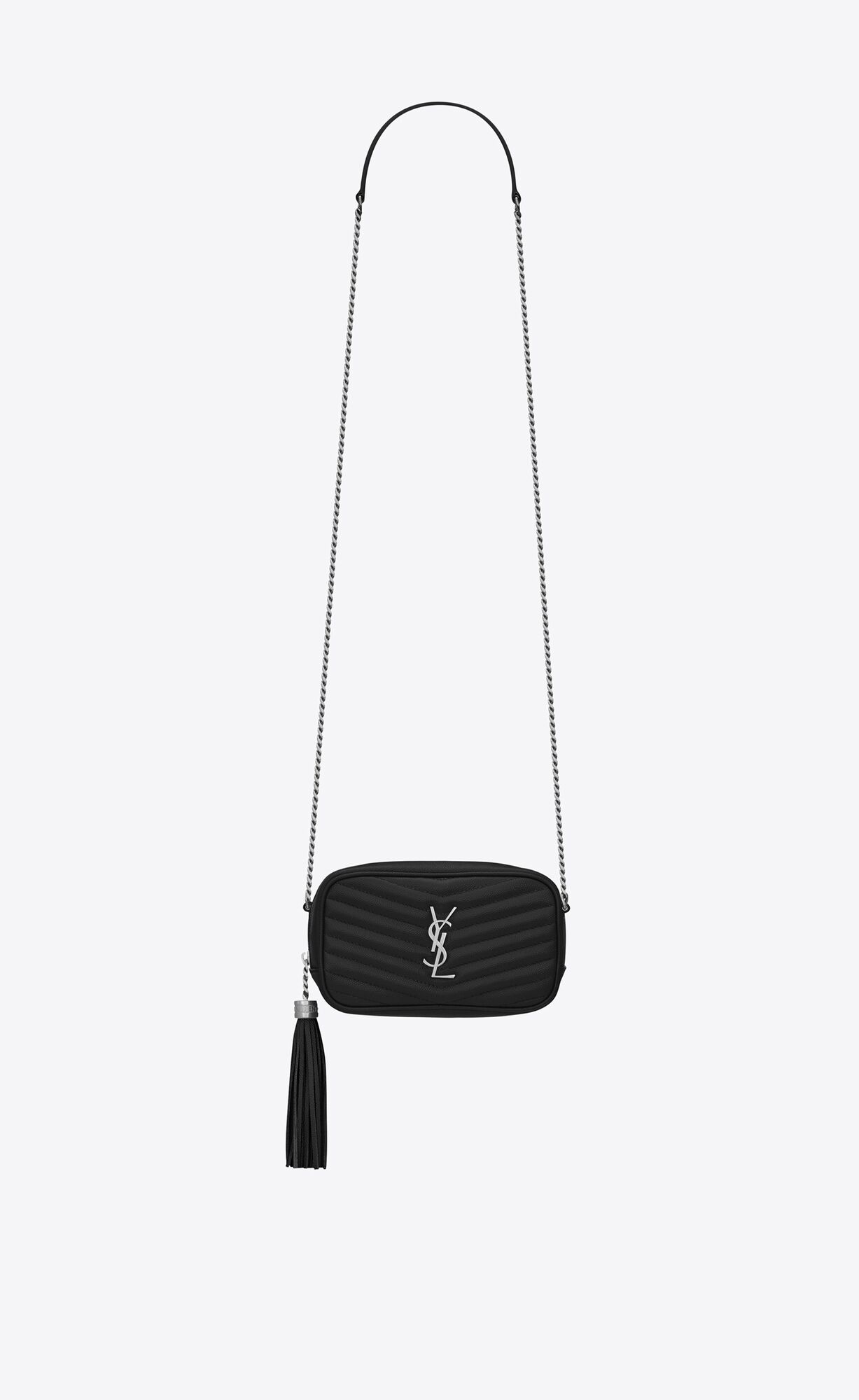 Saint Laurent Lou Mini Bag In Quilted Grain De Poudre Embossed Leather – Black – 6125791GF021000