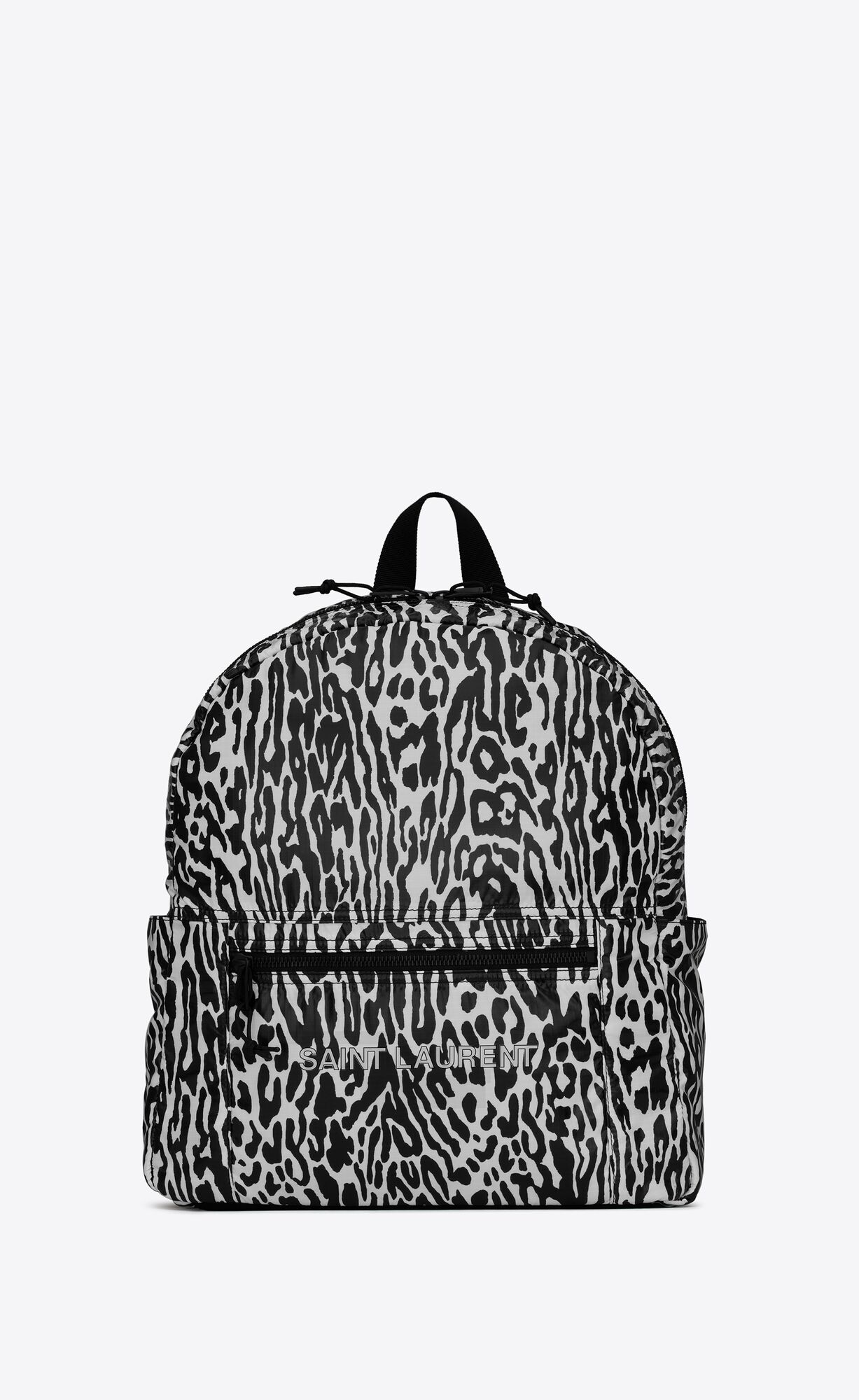 Saint Laurent Nuxx Backpack In Leopard Print Nylon – White – 62369824E2Z9074