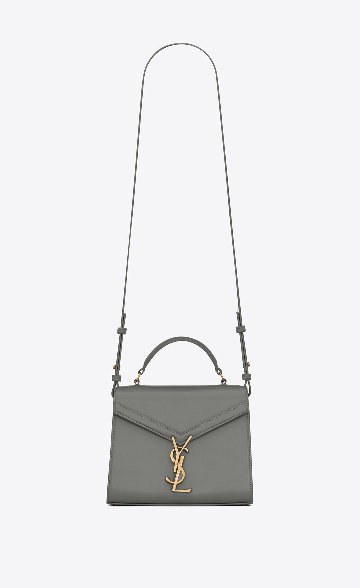 Saint Laurent Cassandra Mini Top Handle Bag In Box Saint Laurent Leather – Grey Khaki – 6239300SX0W1229