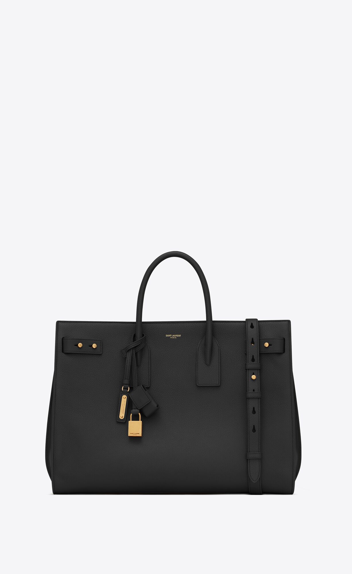 Saint Laurent Sac De Jour Thin Large Bag In Grained Leather – Noir – 631526DTI0W1000