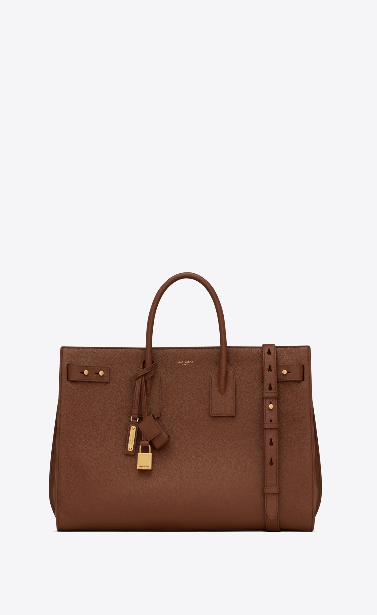Saint Laurent Sac De Jour Thin Large Bag In Grained Leather – Toasted Brown – 631526DTI0W2126