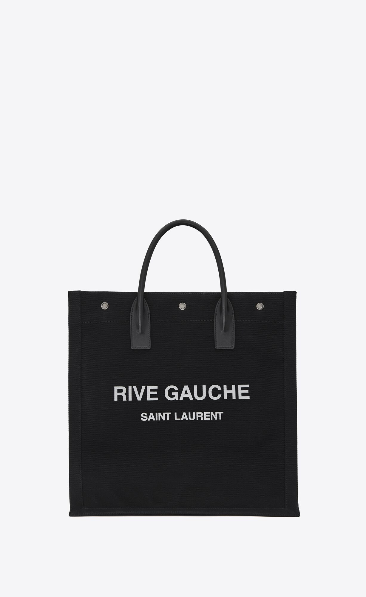 Saint Laurent Rive Gauche N/s Shopping Bag  In Linen And Leather – Black And White – 63168296N9E1070
