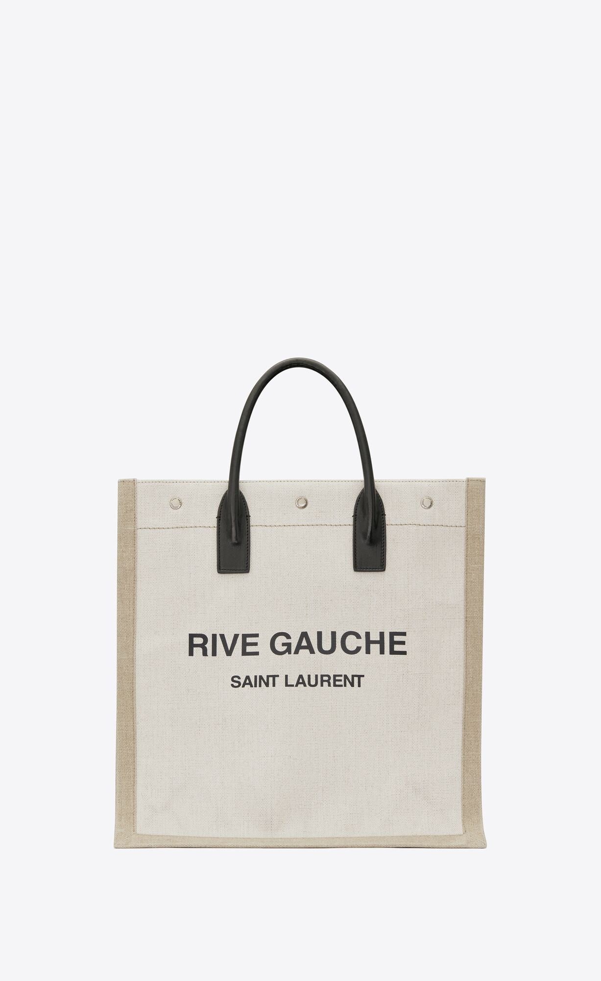 Saint Laurent Rive Gauche N/s Shopping Bag In Linen And Cotton – White Linen – 6316829J52E9280
