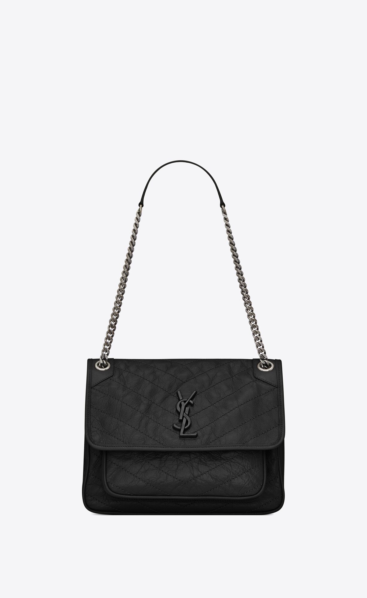 Saint Laurent Niki Medium In Crinkled Vintage Leather – Black – 6331580EN041000