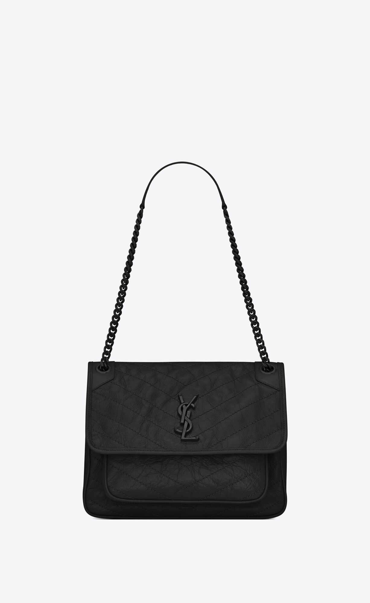 Saint Laurent Niki Medium In Vintage Crinkled Leather – Black – 6331840EN081000