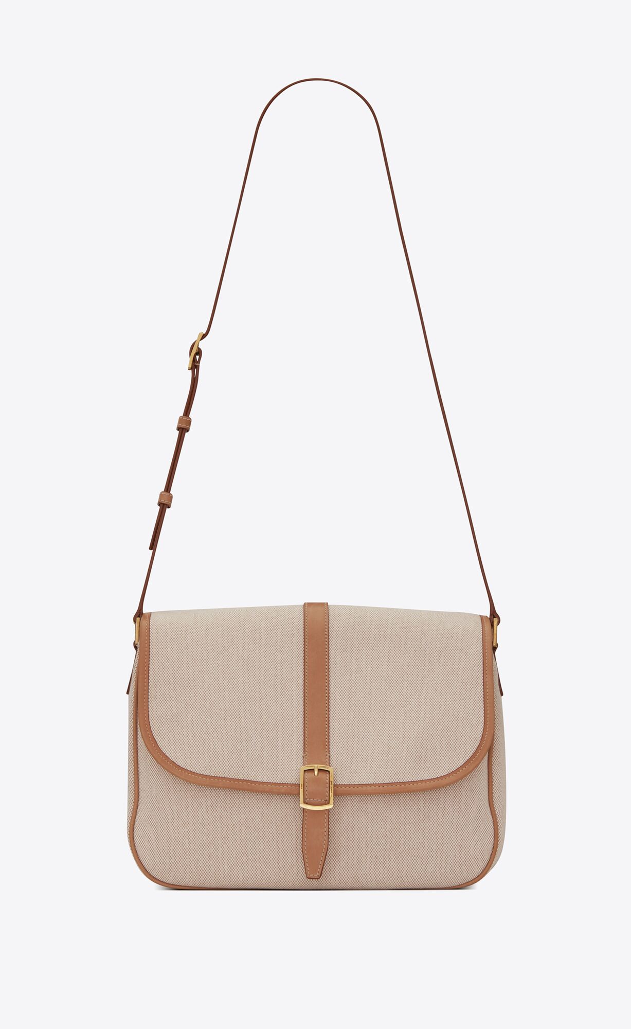 Saint Laurent Sorbonne Flap Bag In Cotton Canvas And Vintage Leather – Natural Beige – 634791HZD7W9369