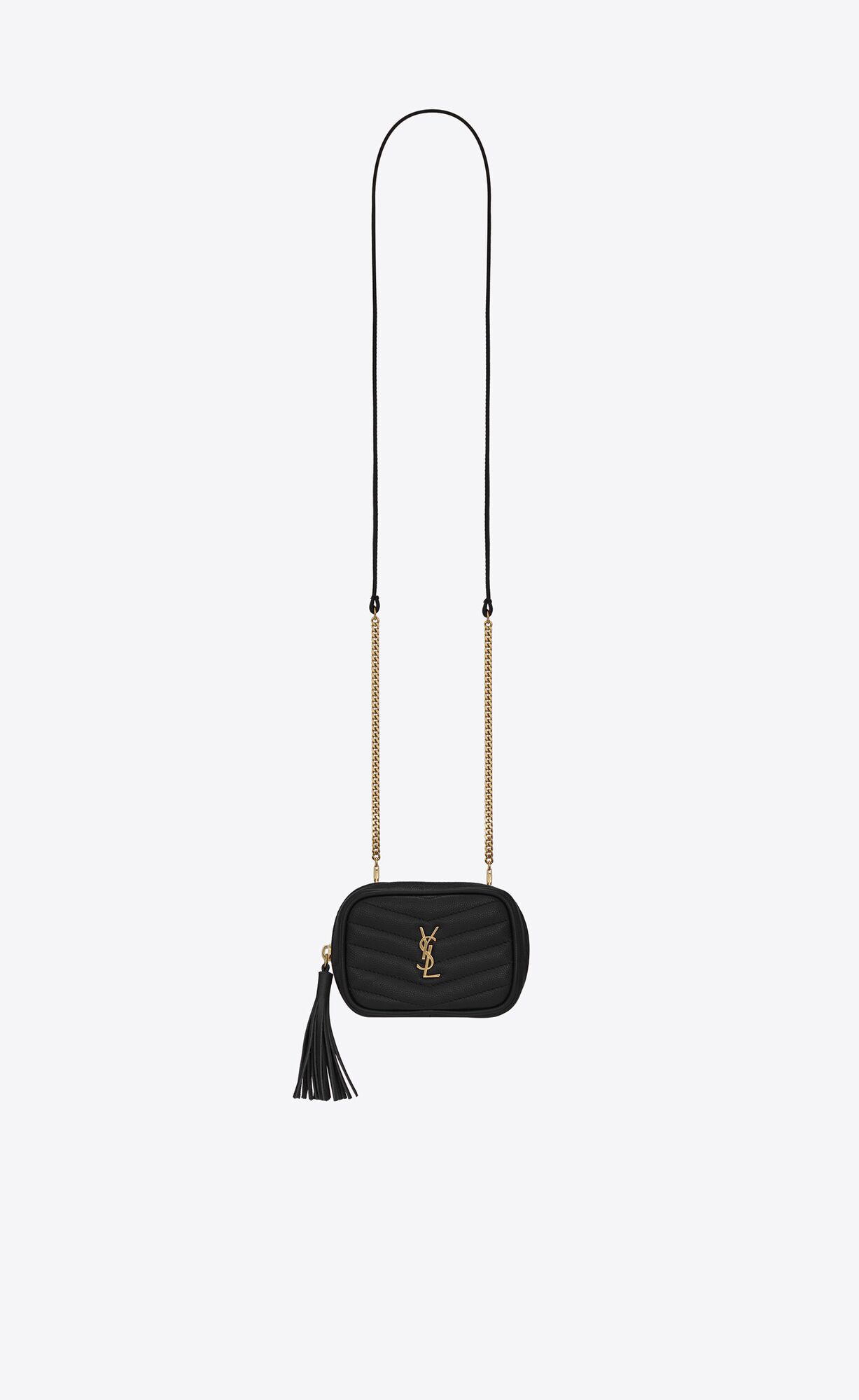 Saint Laurent Lou Baby Bag In Quilted Grain De Poudre Embossed Leather – Noir – 6350881GF011000