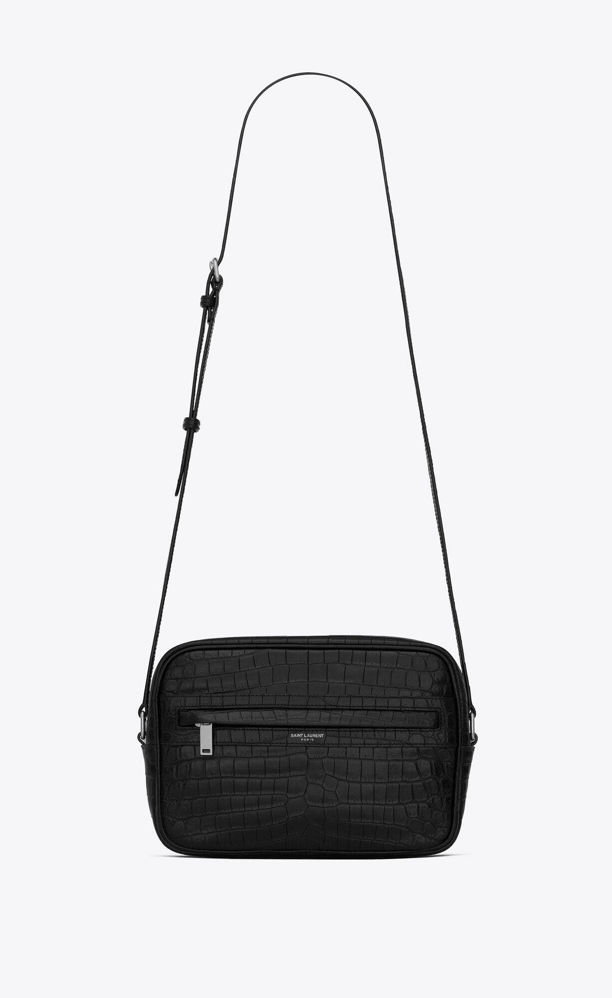 Saint Laurent Camp Camera Bag In Crocodile-embossed Leather – Black – 644276DZE0E1000