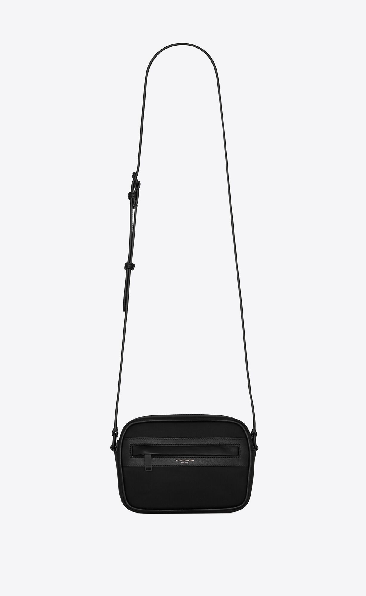 Saint Laurent Camp Small Camera Bag In Econyl® And Lambskin – Noir – 647179FAACA1000
