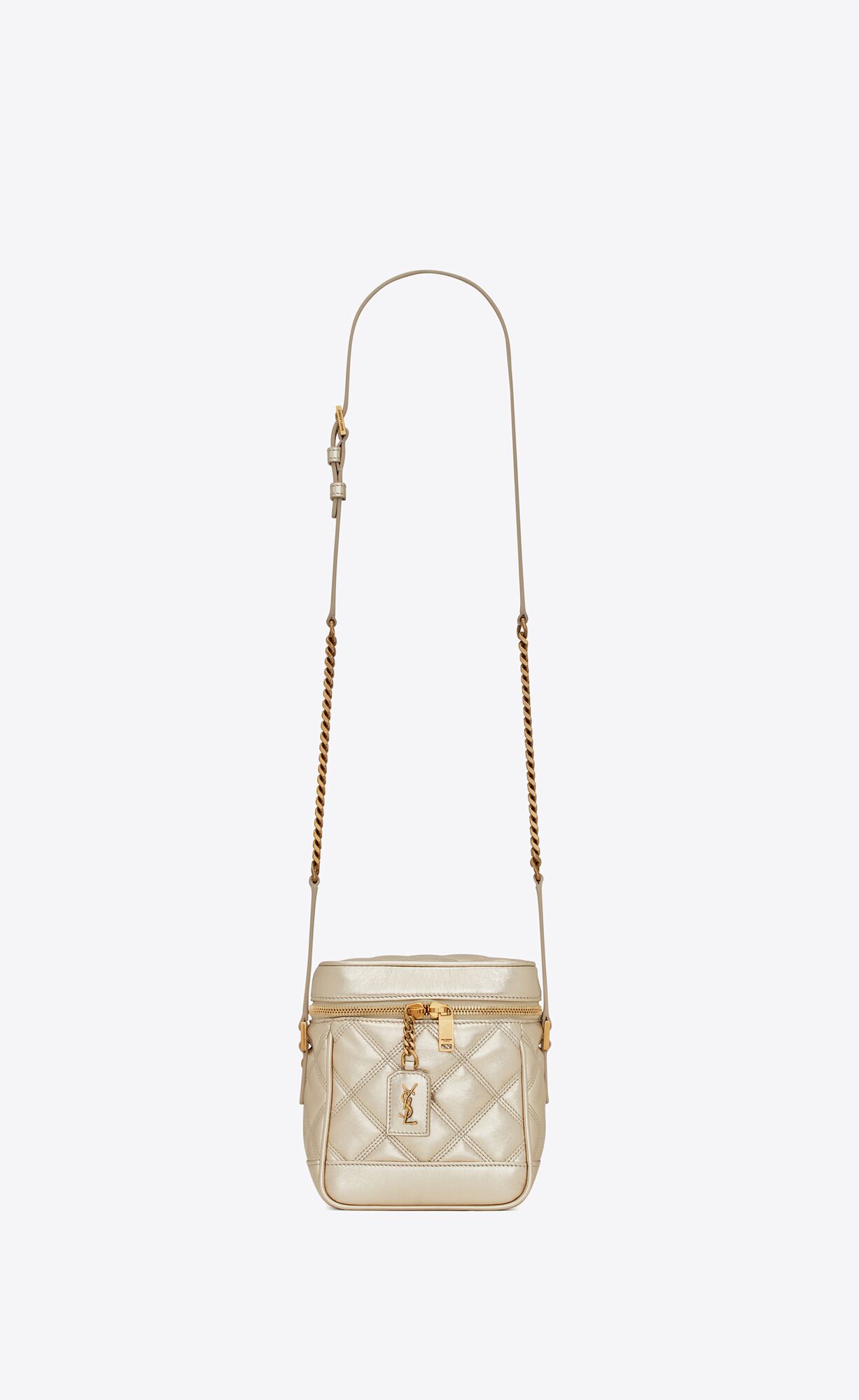 Saint Laurent 80’s Vanity Bag In Quilted Metallized Leather – Pale Gold – 649779AAACU7100