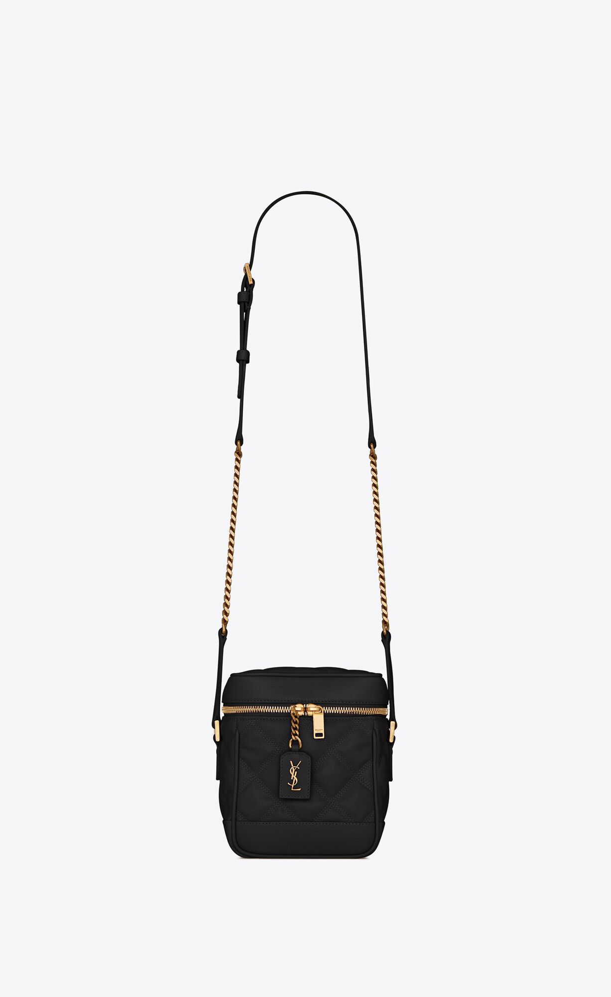 Saint Laurent 80’s Vanity Bag In Carré-quilted Grain De Poudre Embossed Leather – Black – 649779DME271000