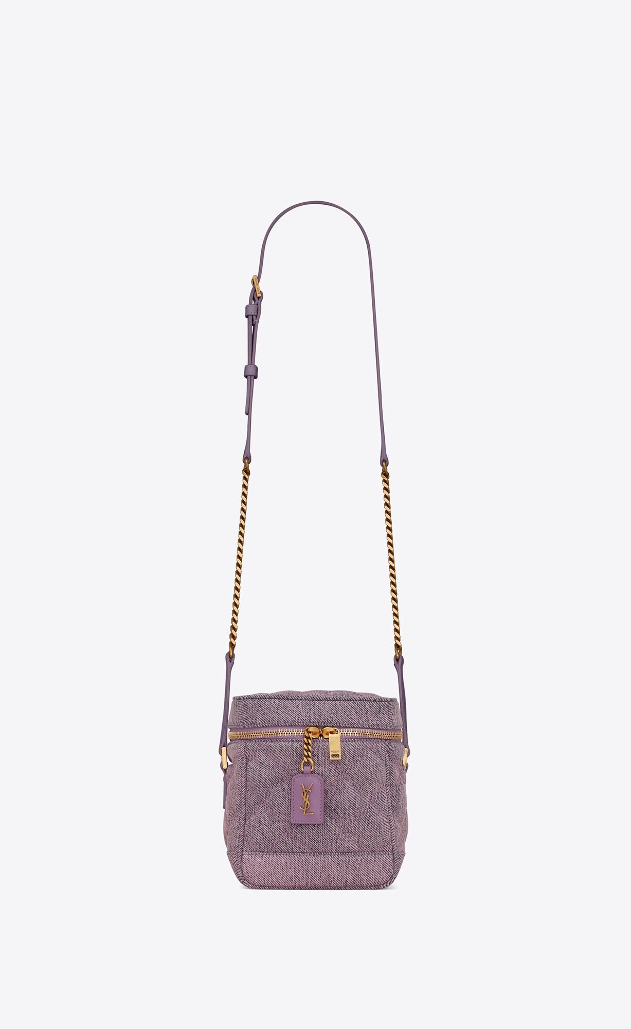 Saint Laurent 80’s Vanity Bag In Quilted Denim – Bleached Lilac – 649779FAADZ5352