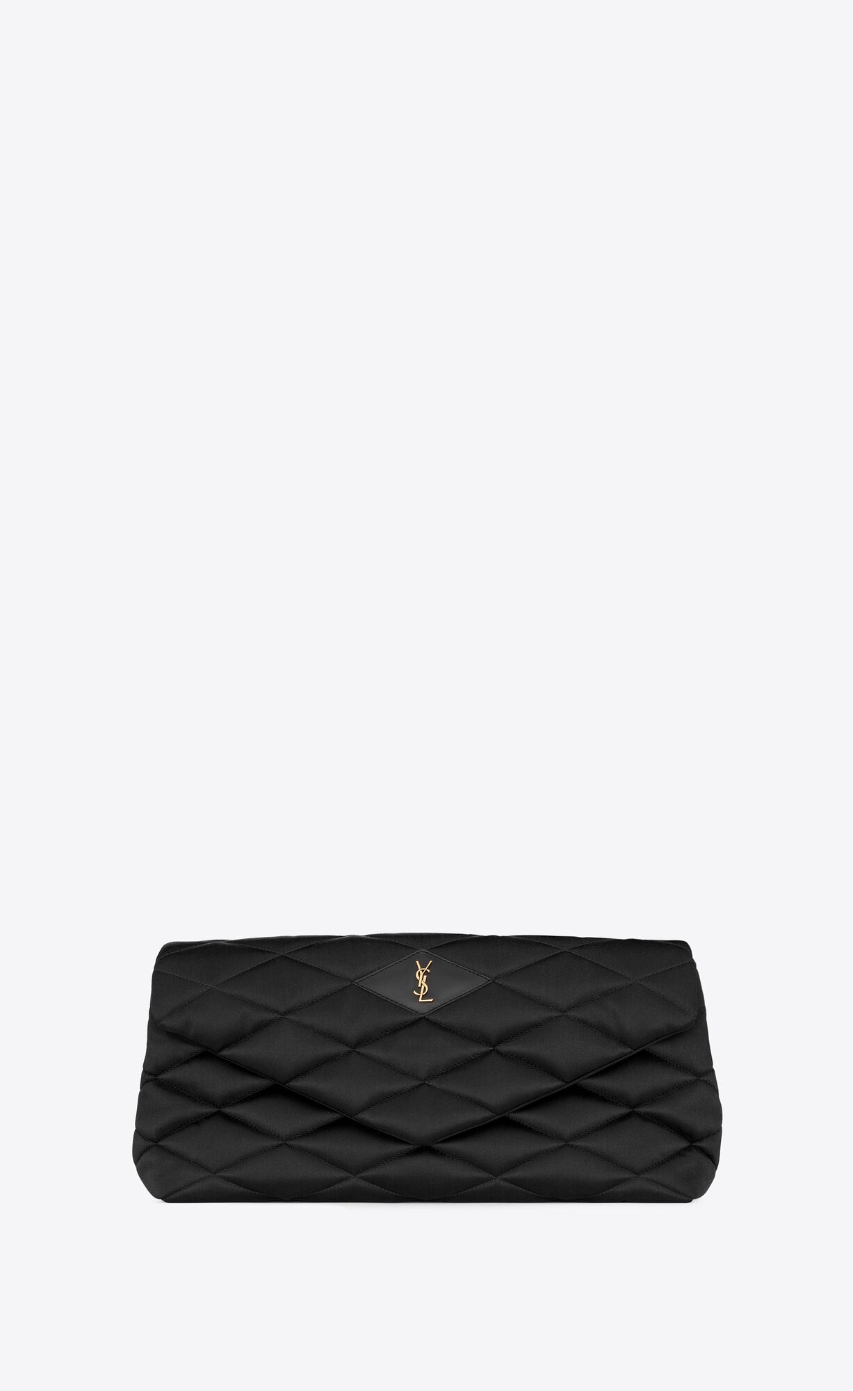 Saint Laurent Sade Large Clutch In Satin – Noir – 655004FAAC21000