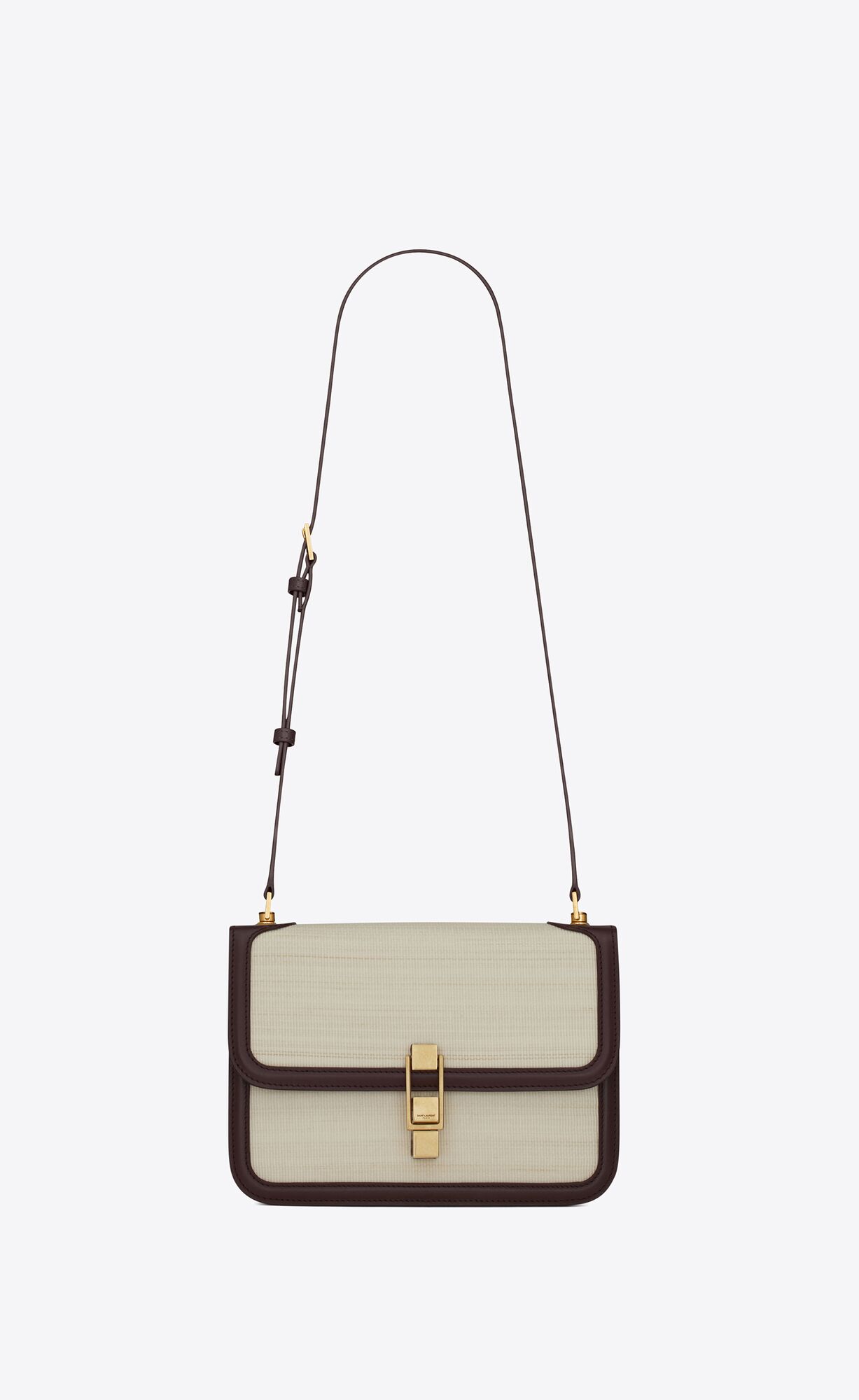 Saint Laurent Le Carre Satchel In Horsehair And Box Saint Laurent Leather – Bronze Chalk – 65584725A1W9095