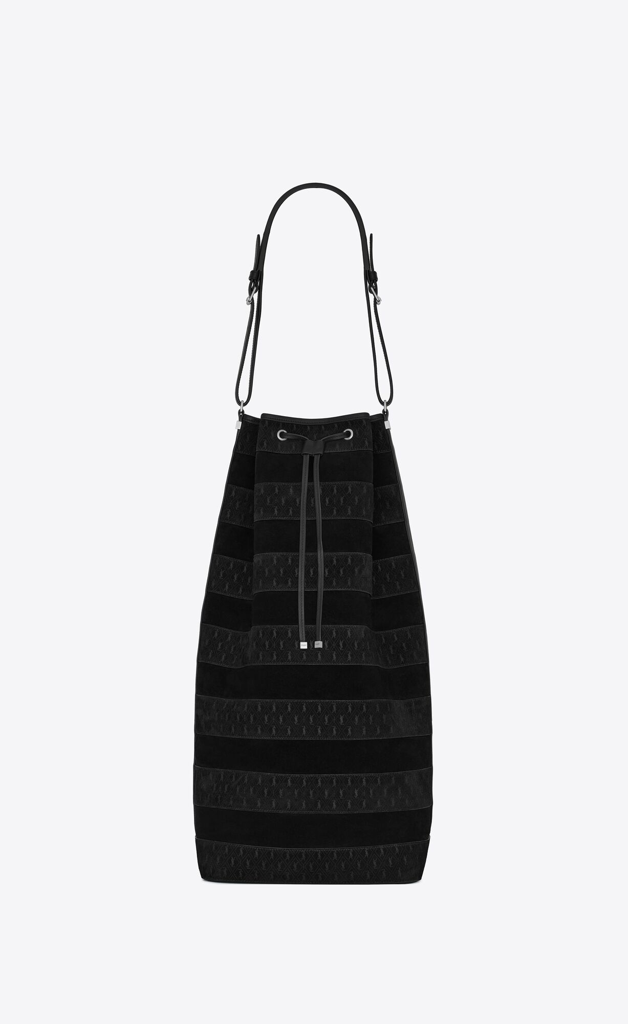 Saint Laurent Le Monogramme Long Bucket Bag In Suede And Vegetable-tanned Leather – Black – 66858109W9E1000