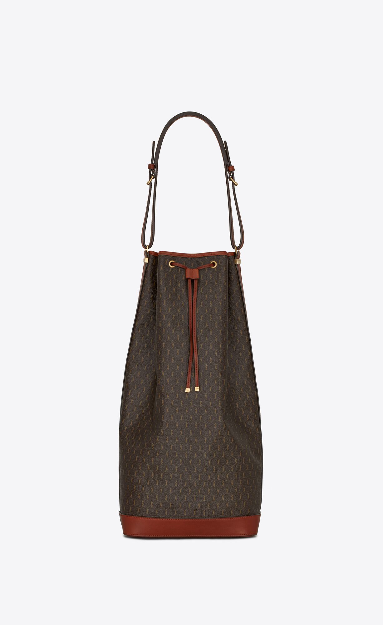 Saint Laurent Le Monogramme Long Bucket Bag In Monogram Canvas And Smooth Leather – Chestnut – 6685812UY2W2166