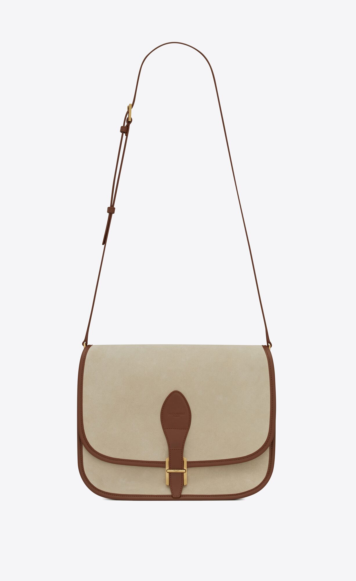 Saint Laurent Medium Francoise Satchel In Suede And Leather – Beige – 6692930DJIW9364