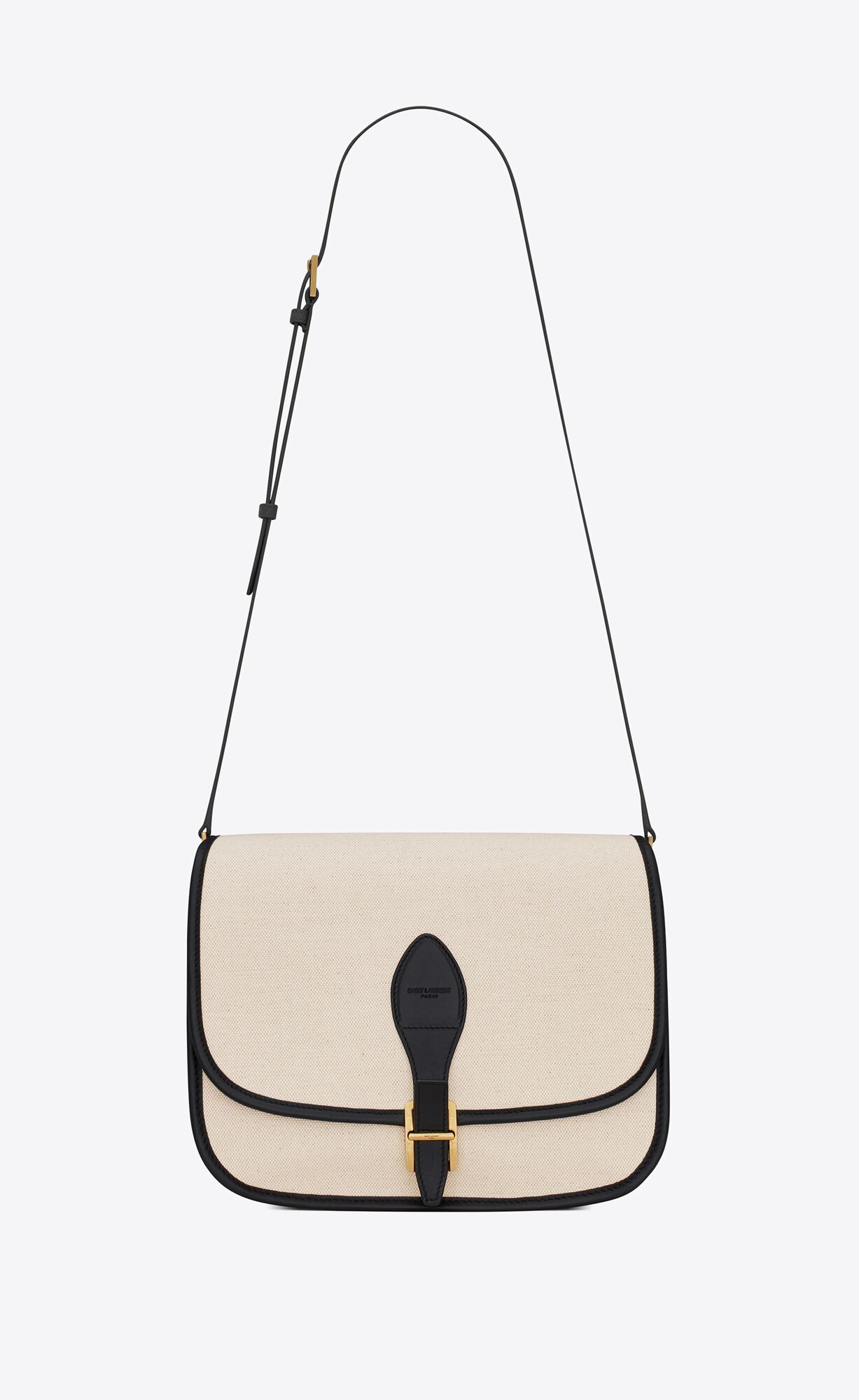 Saint Laurent Francoise Medium Satchel In Canvas And Smooth Leather – Grege – 66929395G2W9078