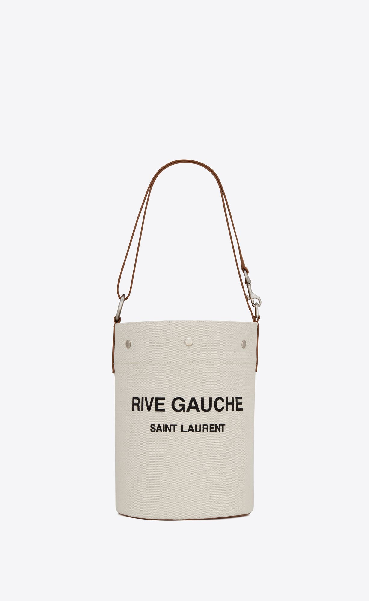 Saint Laurent Rive Gauche Bucket Bag In Linen – Natural – 669299FAABK9053
