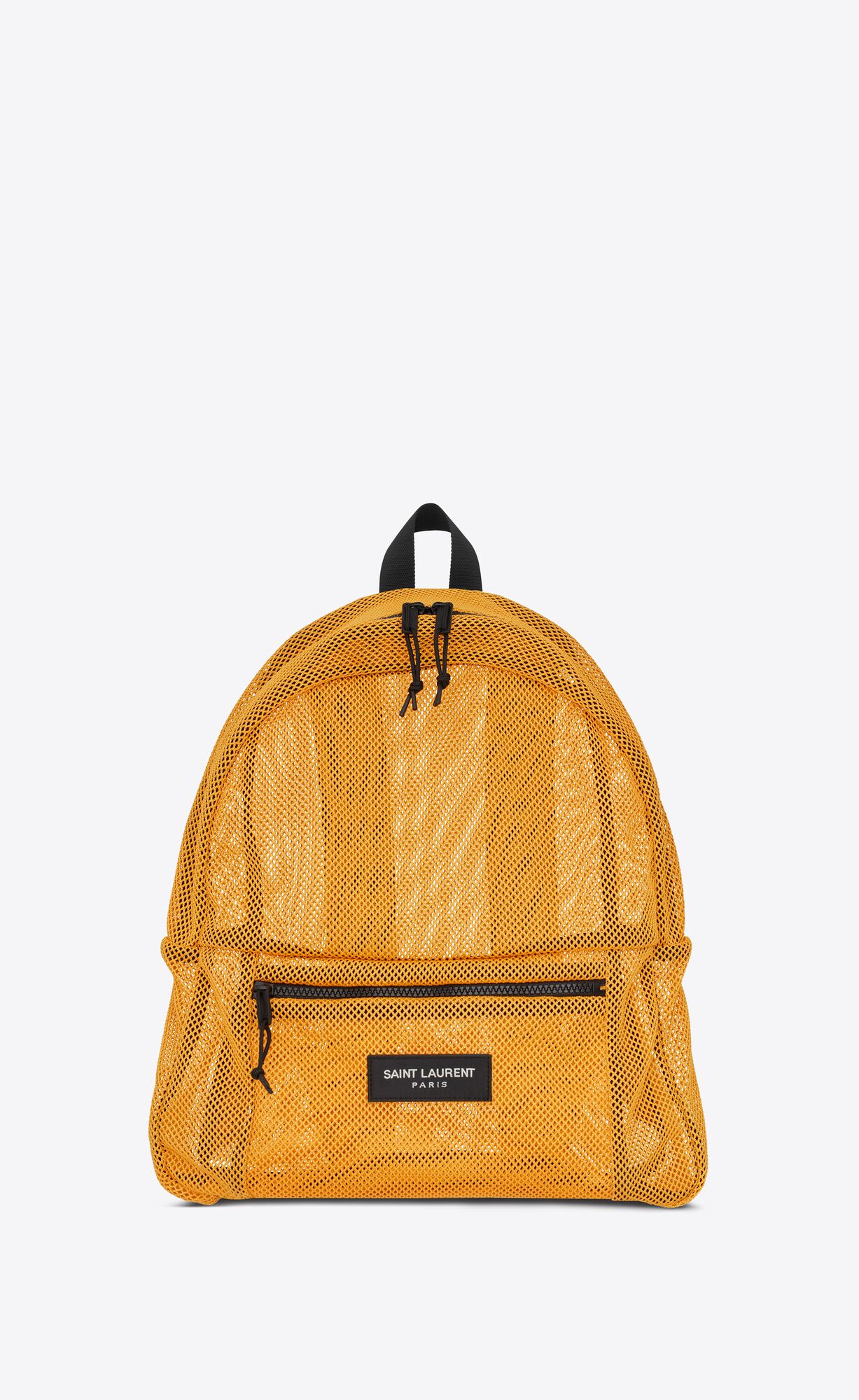 Saint Laurent Slp Backpack In Mesh And Nylon – Dark Jaune – 67163427O1Z7076