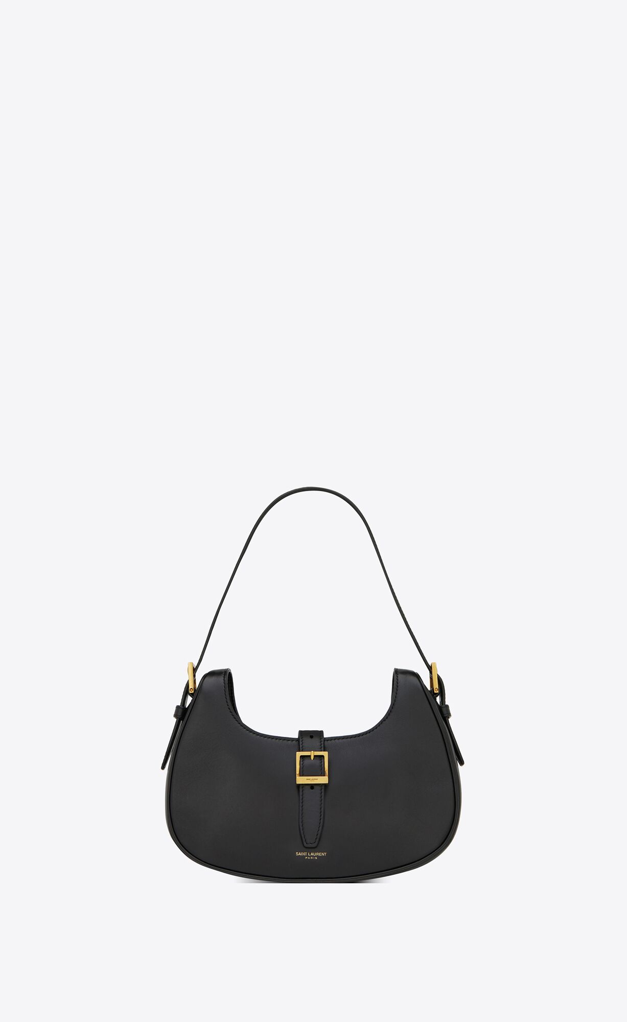 Saint Laurent Le Fermoir Hobo Bag In Shiny Leather – Black – 6726152ZA2W1062