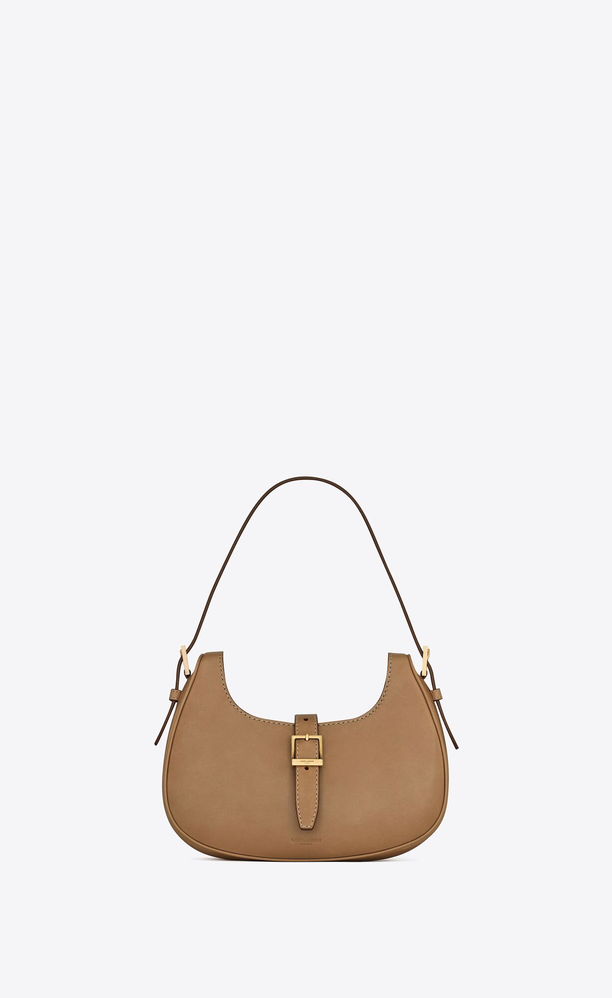 Saint Laurent Le Fermoir Hobo Bag In Vintage Smooth Leather – Brown Gold – 672615BWR6W2725