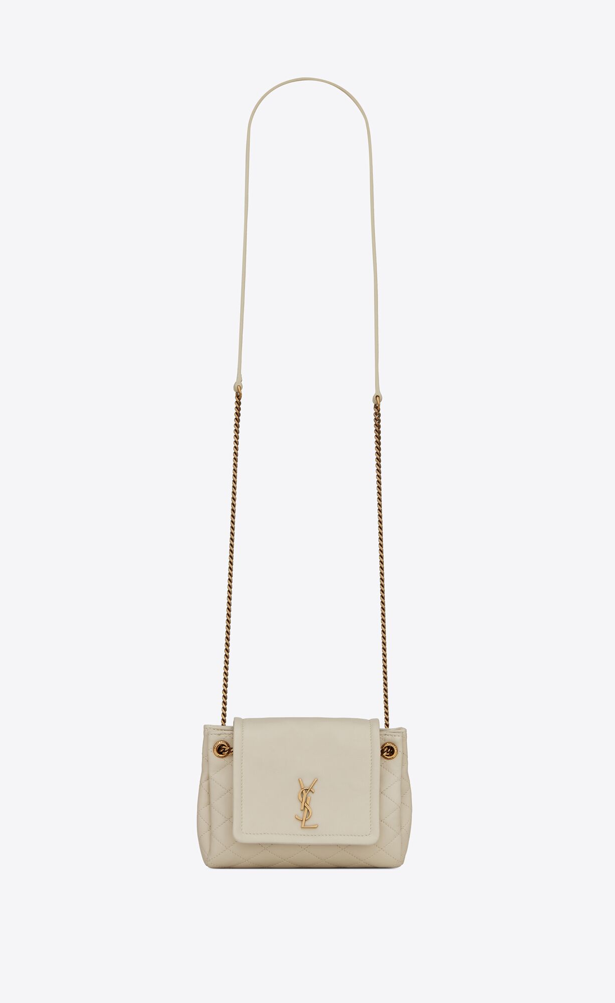 Saint Laurent Mini Nolita In Lambskin – Blanc Vintage – 6727381EL079207