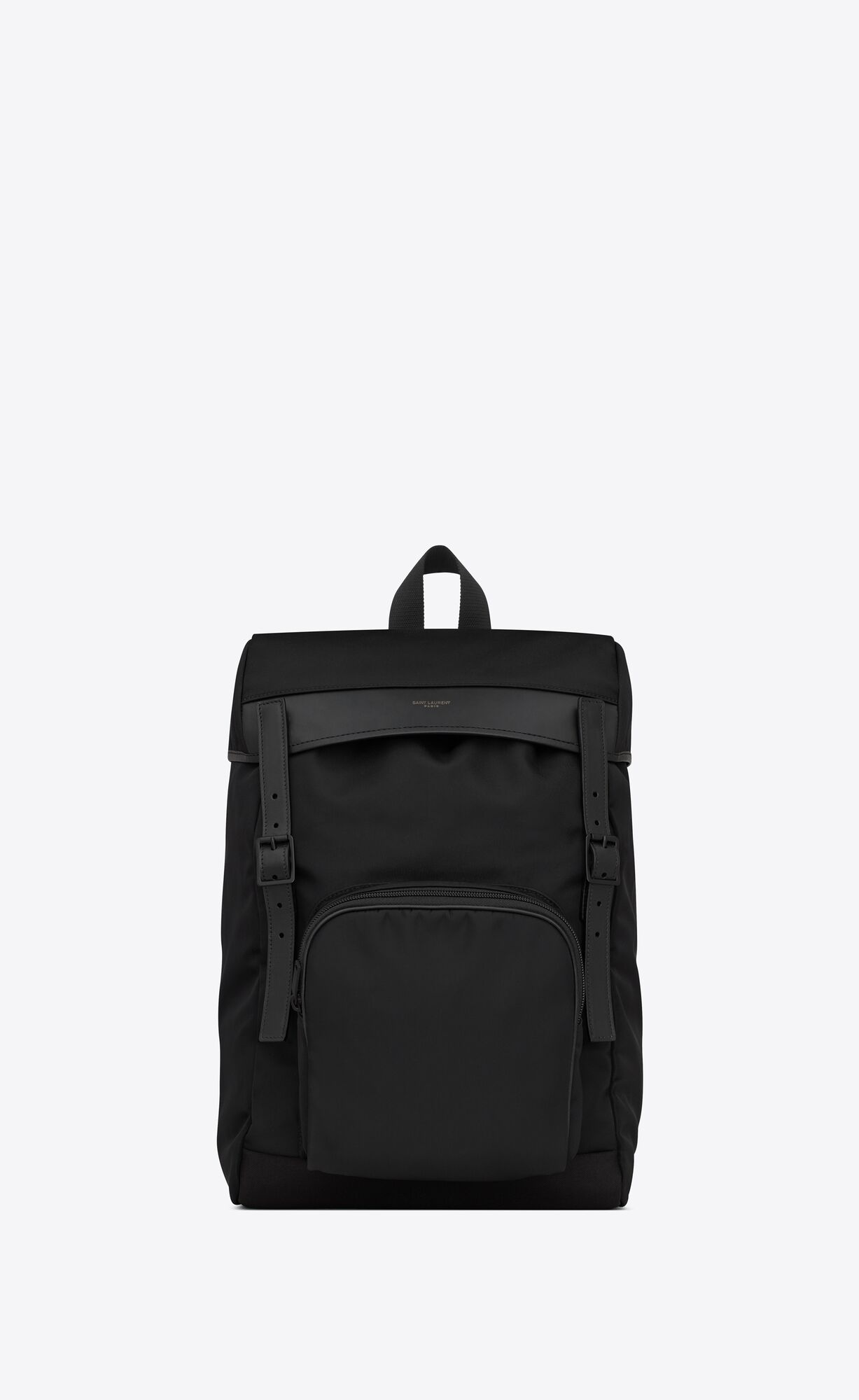 Saint Laurent City Flap Backpack In Econyl®, Smooth Leather And Nylon – Noir – 683846FAACZ1000