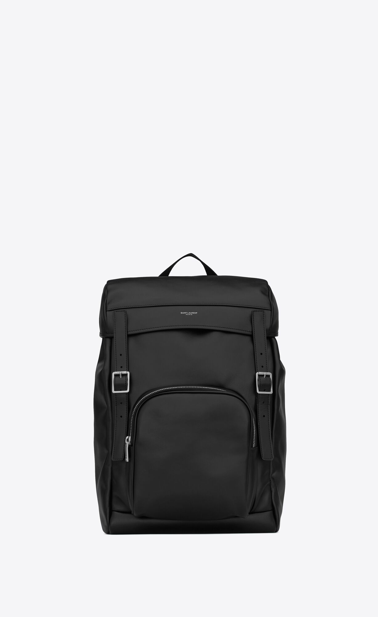 Saint Laurent City Flap Backpack In Matte Leather And Nylon – Noir – 6838570AYAF1000