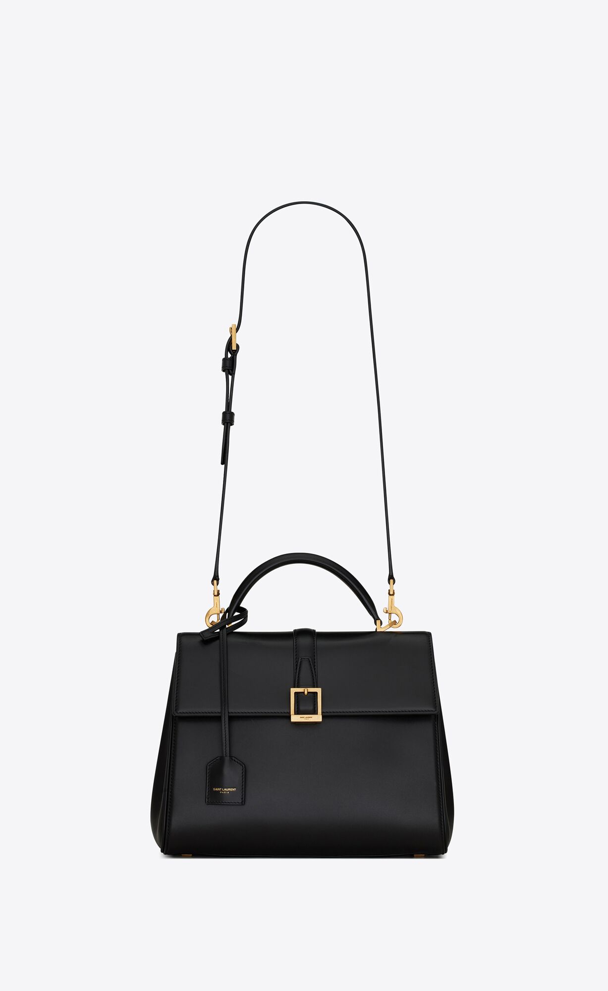Saint Laurent Le Fermoir Small Top Handle Bag In Shiny Leather – Noir – 6869822ZA0W1000